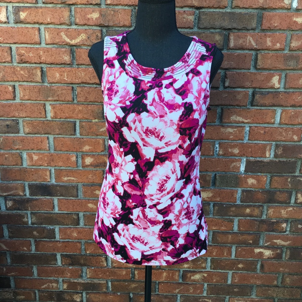 East 5th women’s top, pink & white, small